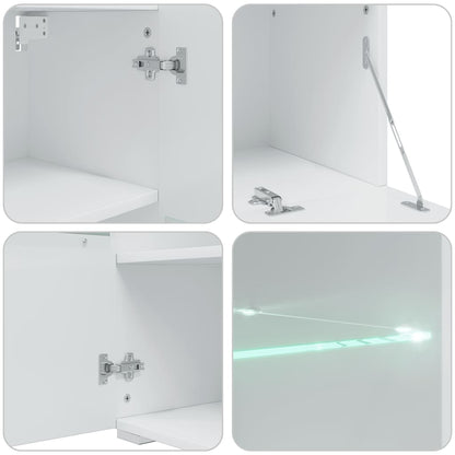 vidaXL Meuble TV mural en cinq pièces avec éclairage LED Blanc