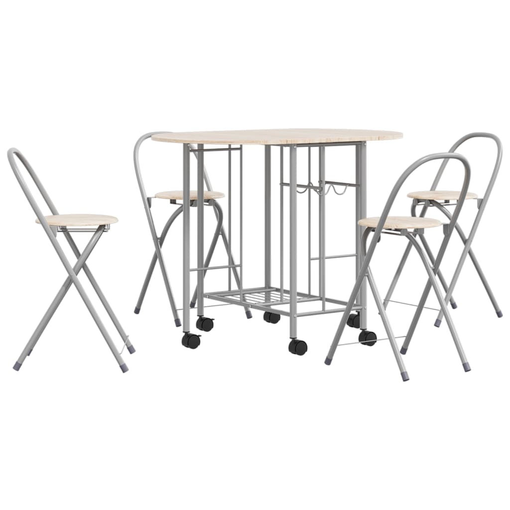 vidaXL Table à manger dépliante cinq pièces en MDF