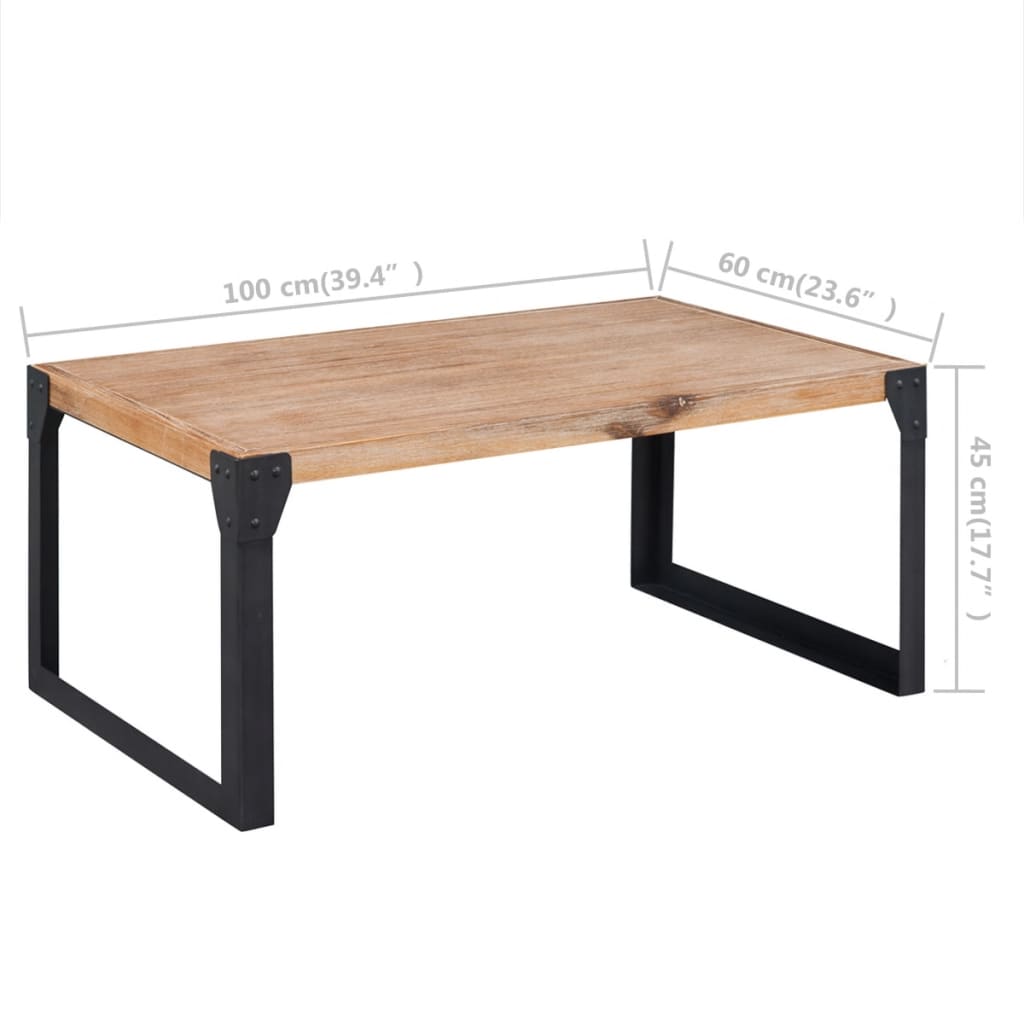 vidaXL Table basse en bois d'acacia massif 100x60x45 cm