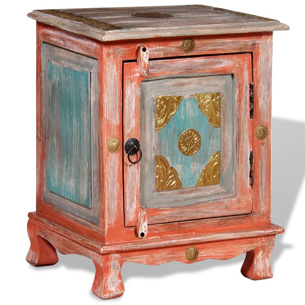vidaXL Table de chevet en bois de manguier massif orange