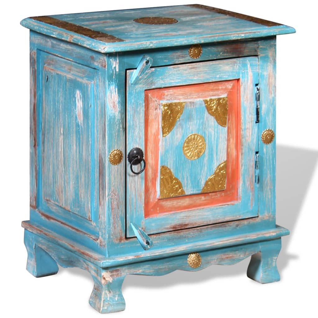 vidaXL Table de chevet bois de manguier massif Bleu