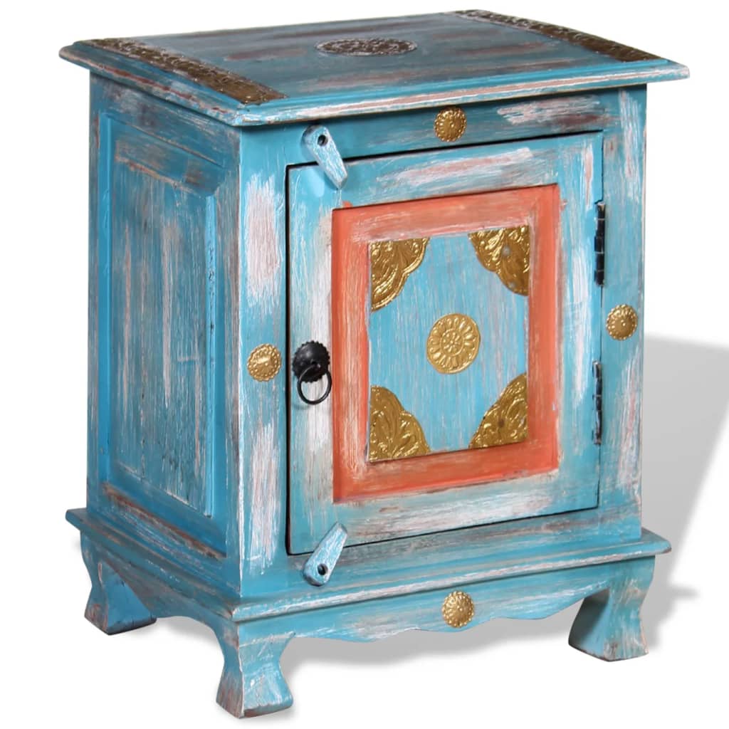 vidaXL Table de chevet bois de manguier massif Bleu