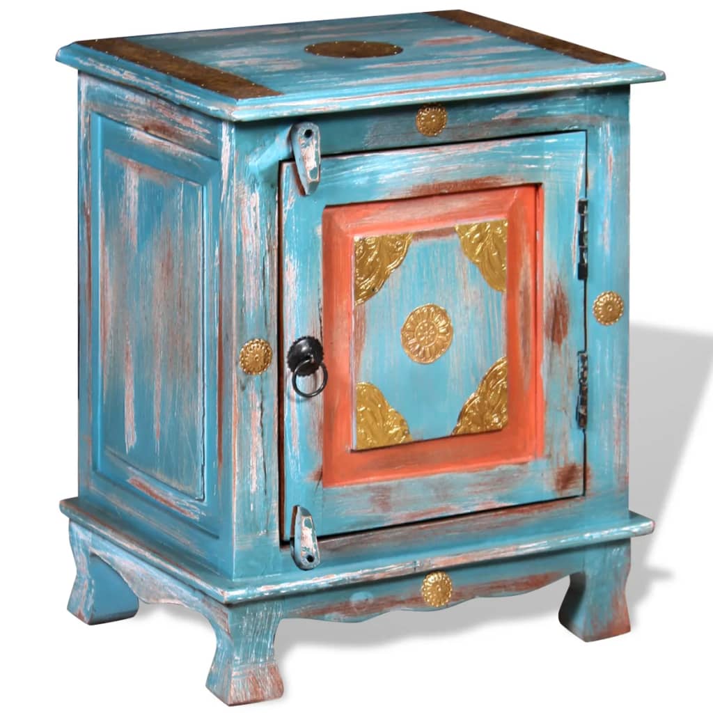 vidaXL Table de chevet bois de manguier massif Bleu