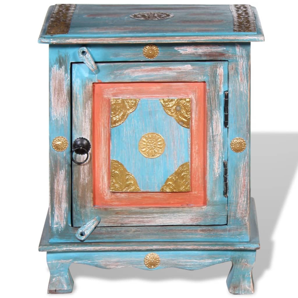 vidaXL Table de chevet bois de manguier massif Bleu