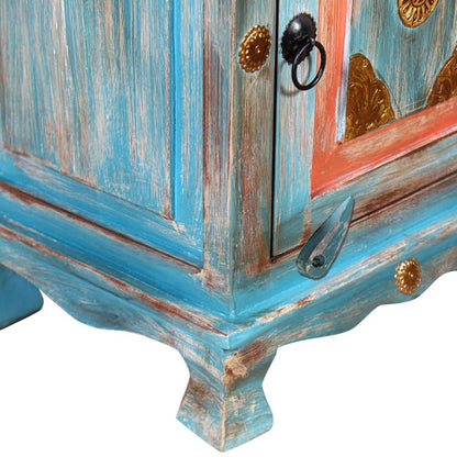 vidaXL Table de chevet bois de manguier massif Bleu