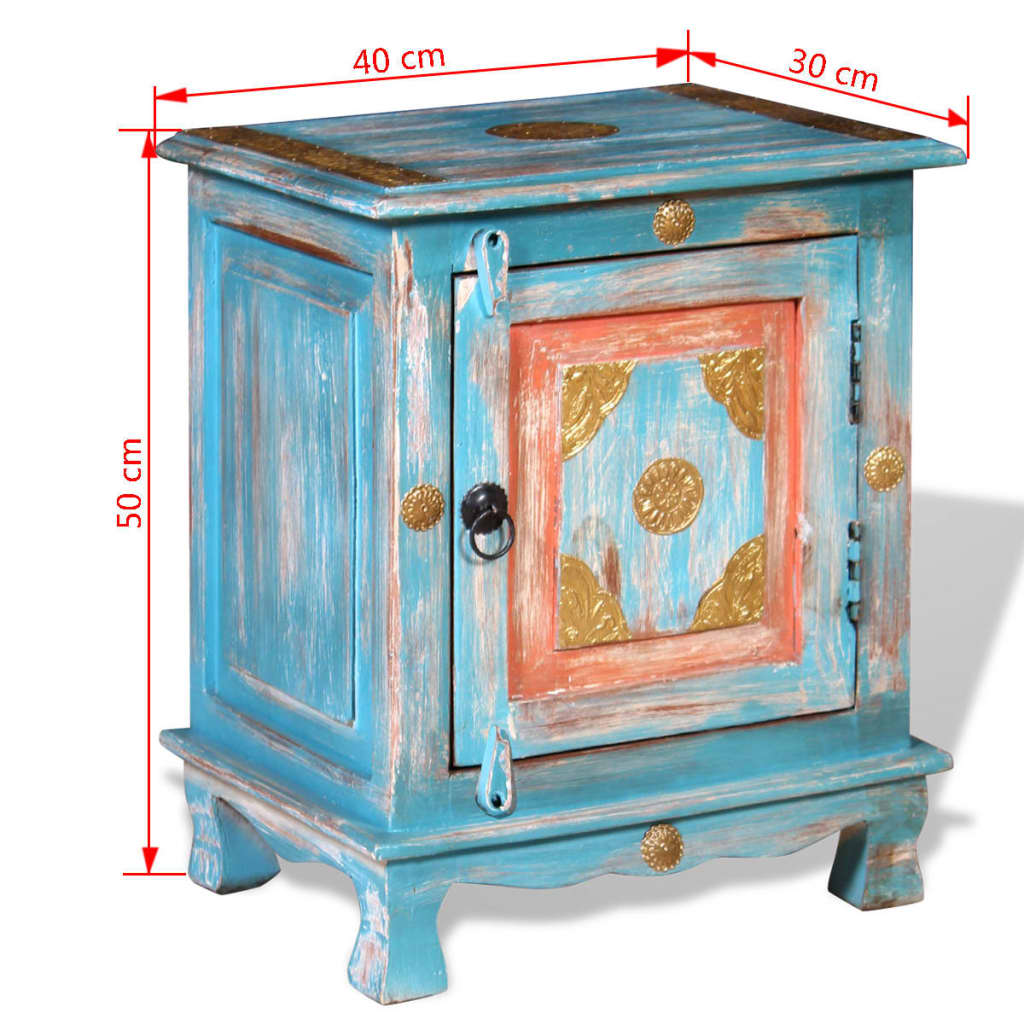 vidaXL Table de chevet bois de manguier massif Bleu