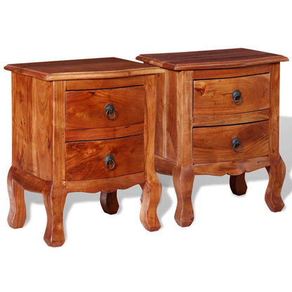 vidaXL Tables de chevet avec tiroirs 2 pcs Bois massif d'acacia