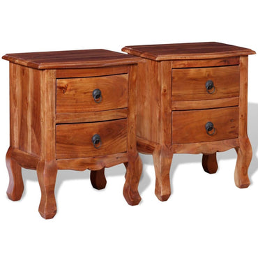 vidaXL Tables de chevet avec tiroirs 2 pcs Bois massif d'acacia