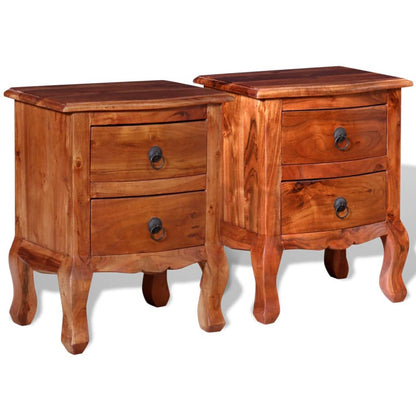 vidaXL Tables de chevet avec tiroirs 2 pcs Bois massif d'acacia