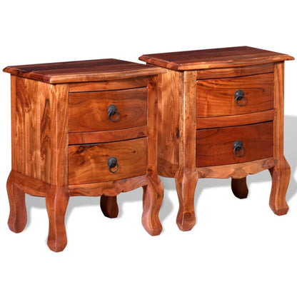 vidaXL Tables de chevet avec tiroirs 2 pcs Bois massif d'acacia