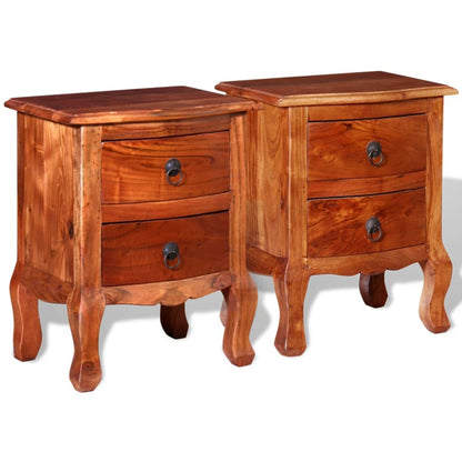 vidaXL Tables de chevet avec tiroirs 2 pcs Bois massif d'acacia
