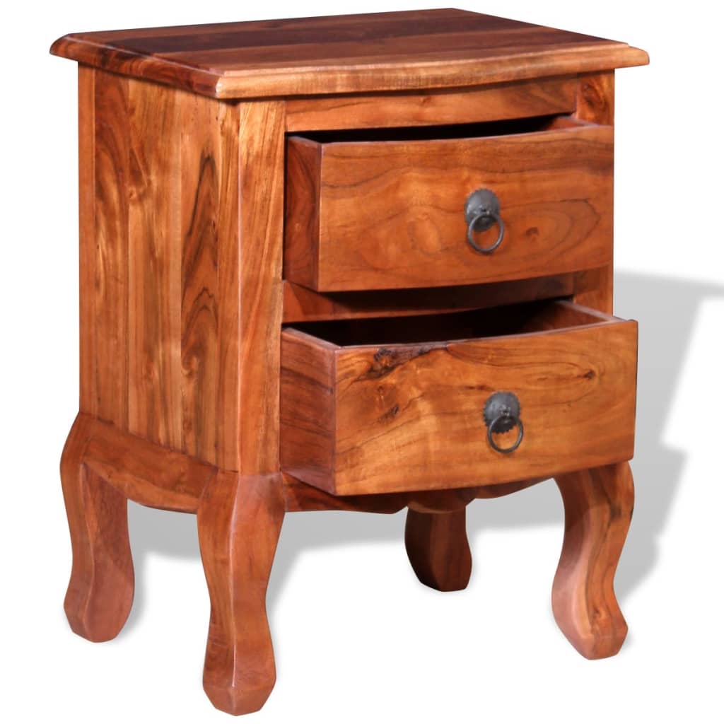 vidaXL Tables de chevet avec tiroirs 2 pcs Bois massif d'acacia