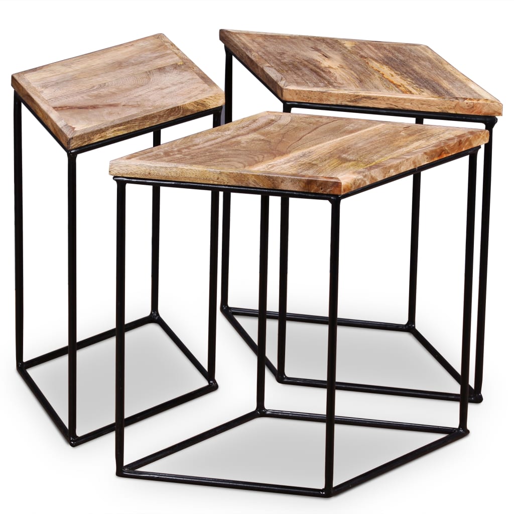 vidaXL Table basse en bois de manguier massif 56x48x40 cm
