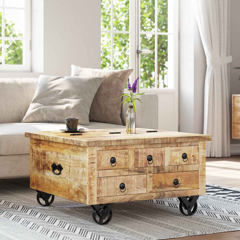 vidaXL Table basse en manguier brut 70x70x40 cm