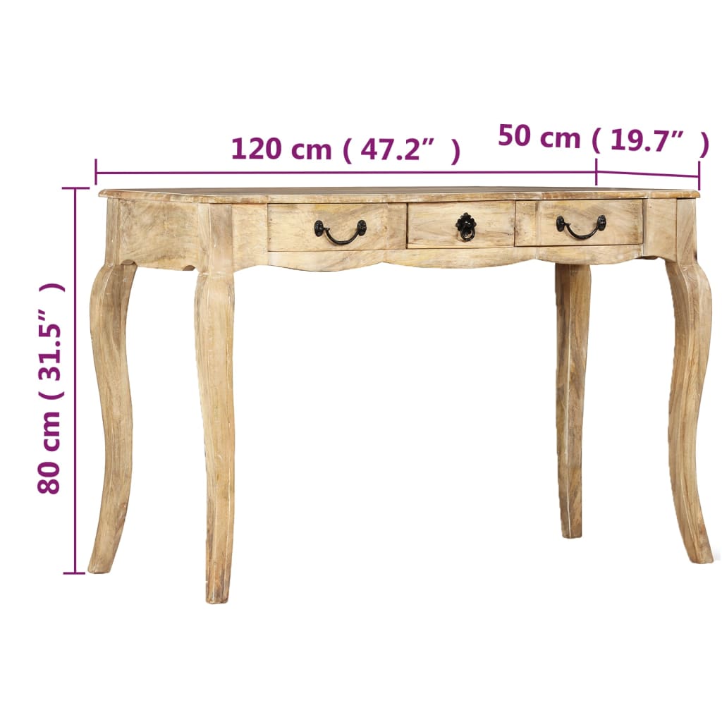 vidaXL Konsolentisch Mangoholz Massiv 120x50x80 cm