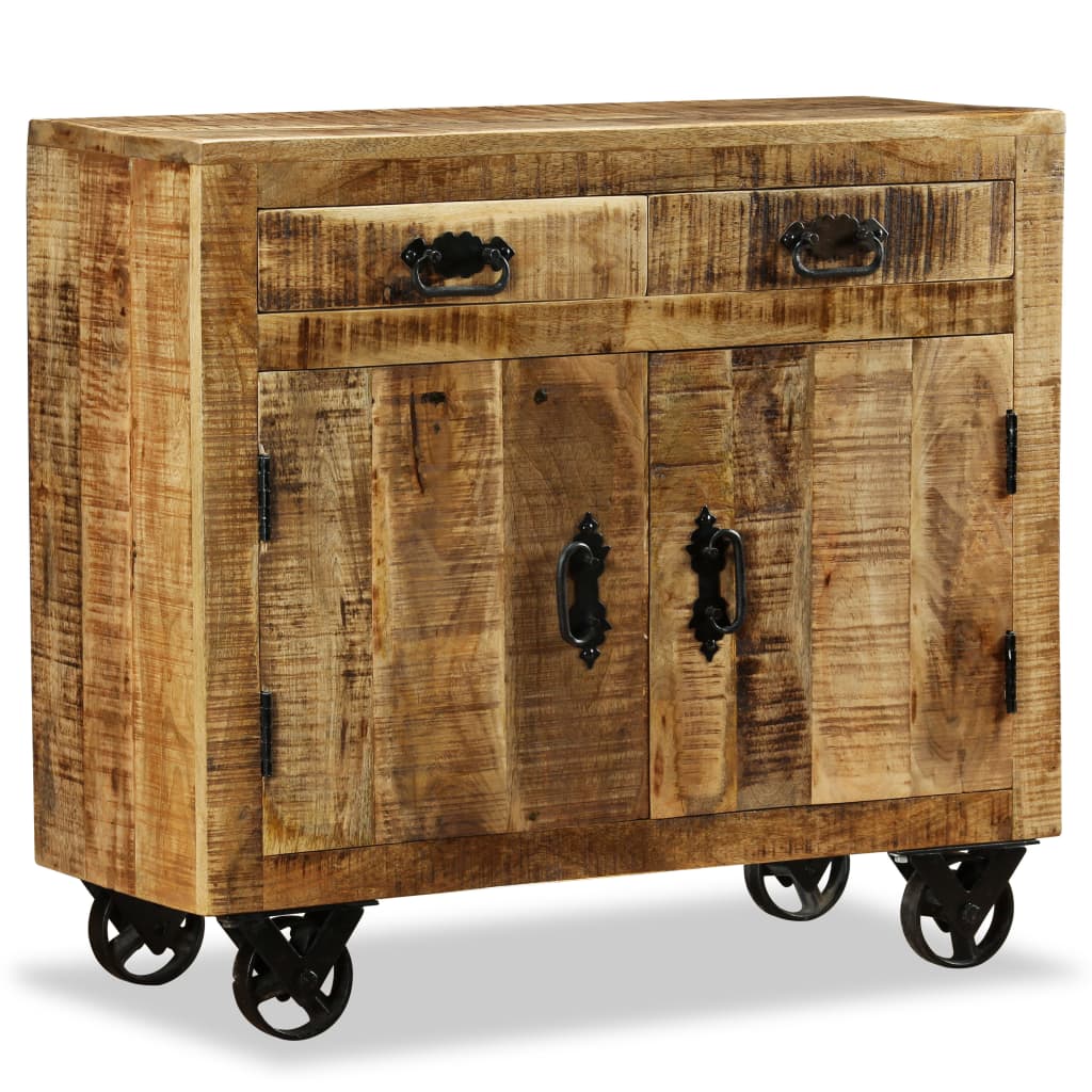 vidaXL Sideboard mit 2 Schubladen und 1 Fach Raues Mangoholz