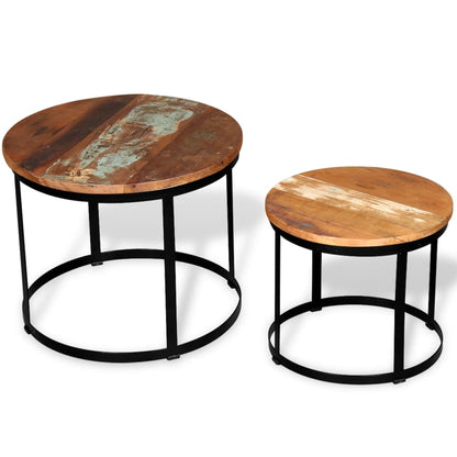 vidaXL Tables basses gigognes 2 pcs Bois de récupération massif Rond 40 cm/50 cm