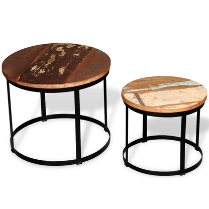 vidaXL Tables basses gigognes 2 pcs Bois de récupération massif Rond 40 cm/50 cm