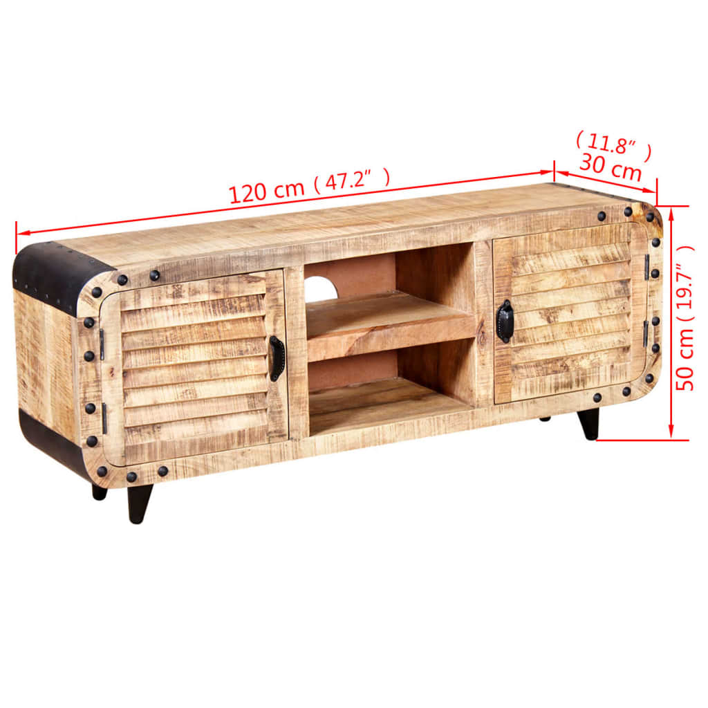 vidaXL TV-Schrank Raues Mangoholz 120x30x50 cm