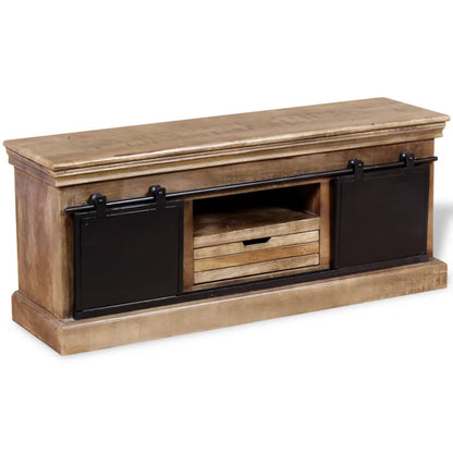 Meuble TV vidaXL avec 2 portes coulissantes en manguier massif 110x30x45 cm