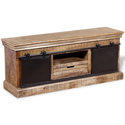 Meuble TV vidaXL avec 2 portes coulissantes en manguier massif 110x30x45 cm