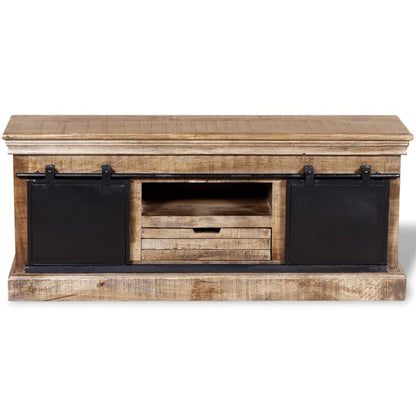 Meuble TV vidaXL avec 2 portes coulissantes en manguier massif 110x30x45 cm