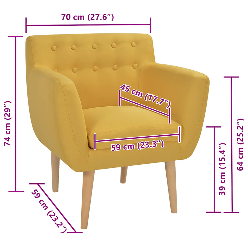vidaXL Sessel Gelb Stoff
