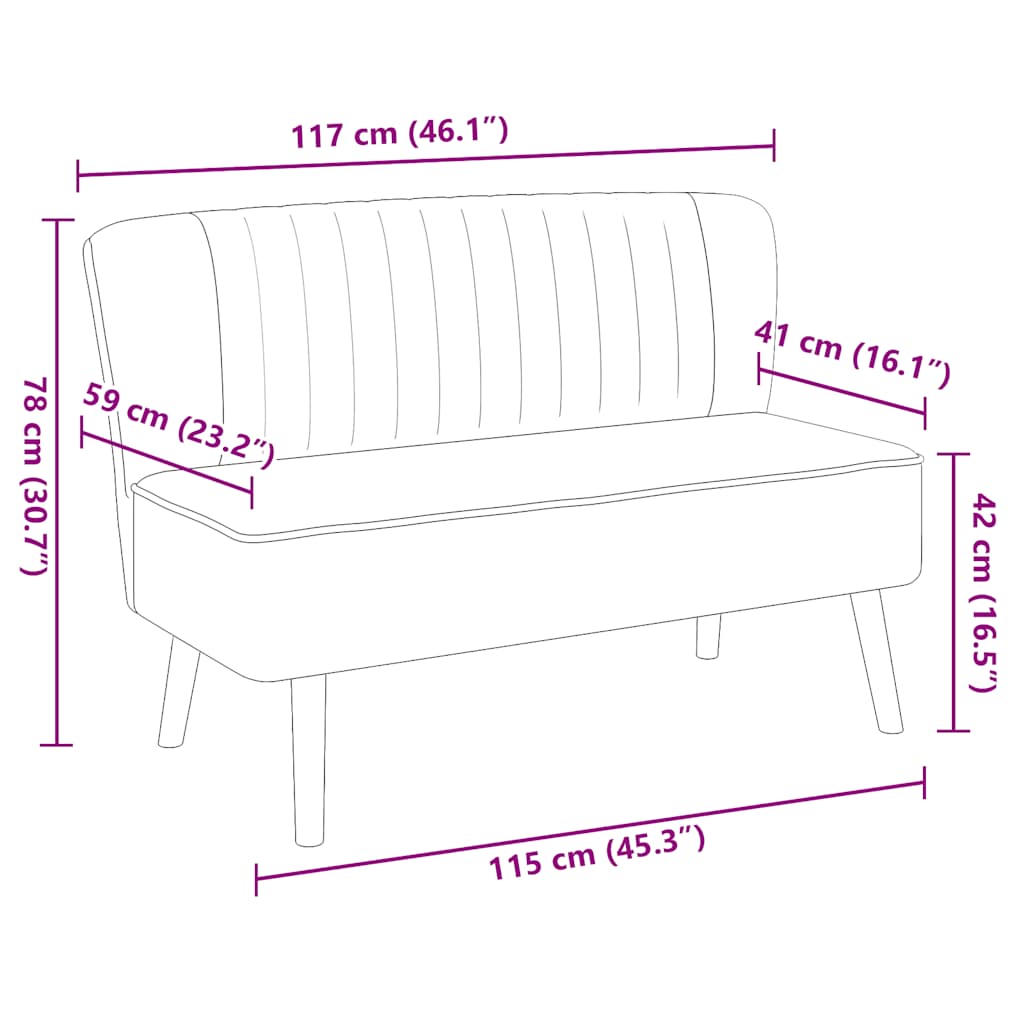 vidaXL Sofa Stoff 117x55,5x77 cm Hellgrau