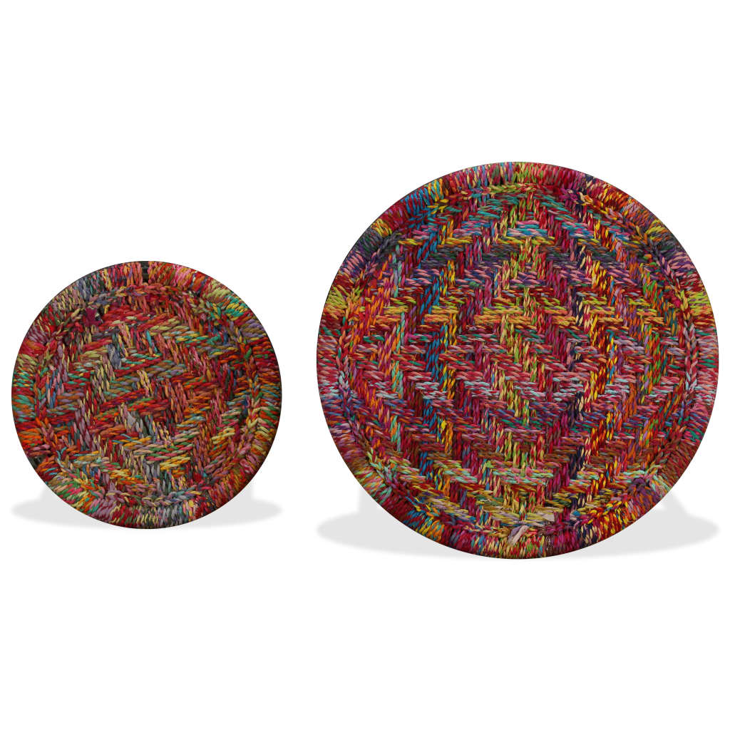 vidaXL Lot de 2 tables basses avec détails Chindi multicolores