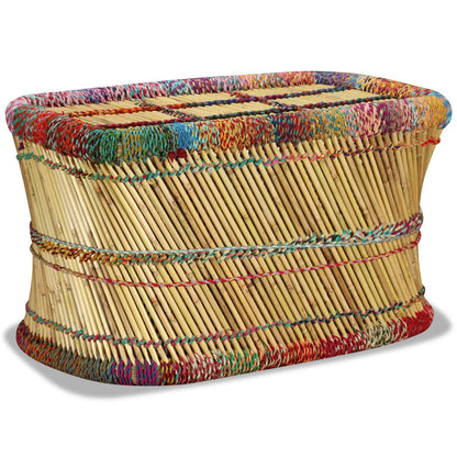 vidaXL Table basse Bambou avec détails Chindi Multicolore