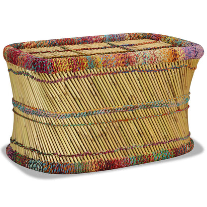 vidaXL Table basse Bambou avec détails Chindi Multicolore