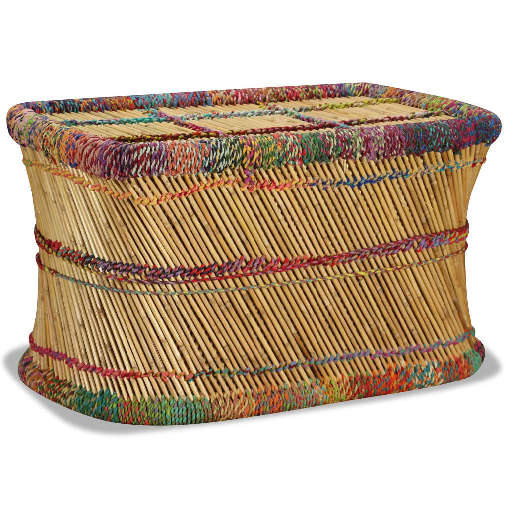 vidaXL Table basse Bambou avec détails Chindi Multicolore