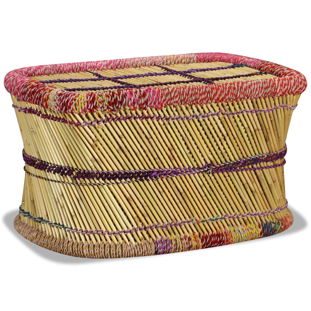 vidaXL Table basse Bambou avec détails Chindi Multicolore