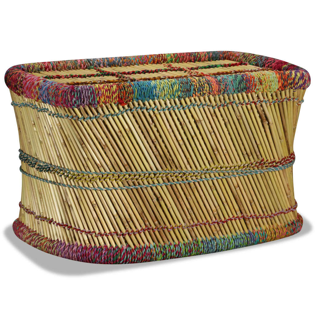 vidaXL Table basse Bambou avec détails Chindi Multicolore