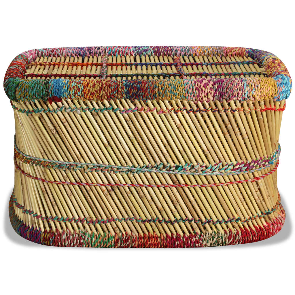 vidaXL Table basse Bambou avec détails Chindi Multicolore