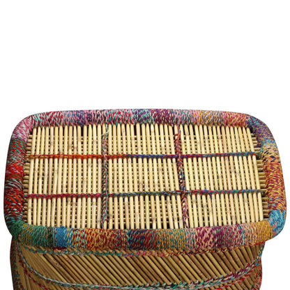 vidaXL Table basse Bambou avec détails Chindi Multicolore