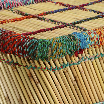 vidaXL Table basse Bambou avec détails Chindi Multicolore