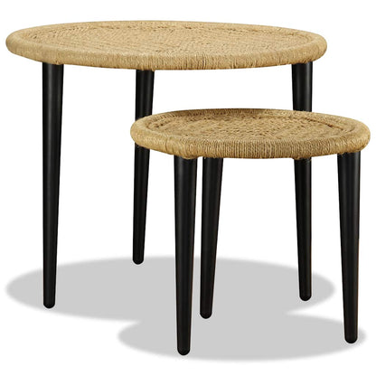 vidaXL Lot de 2 tables basses en jute naturelle