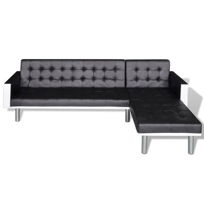 vidaXL Schlafsofa L-Form Kunstleder Schwarz