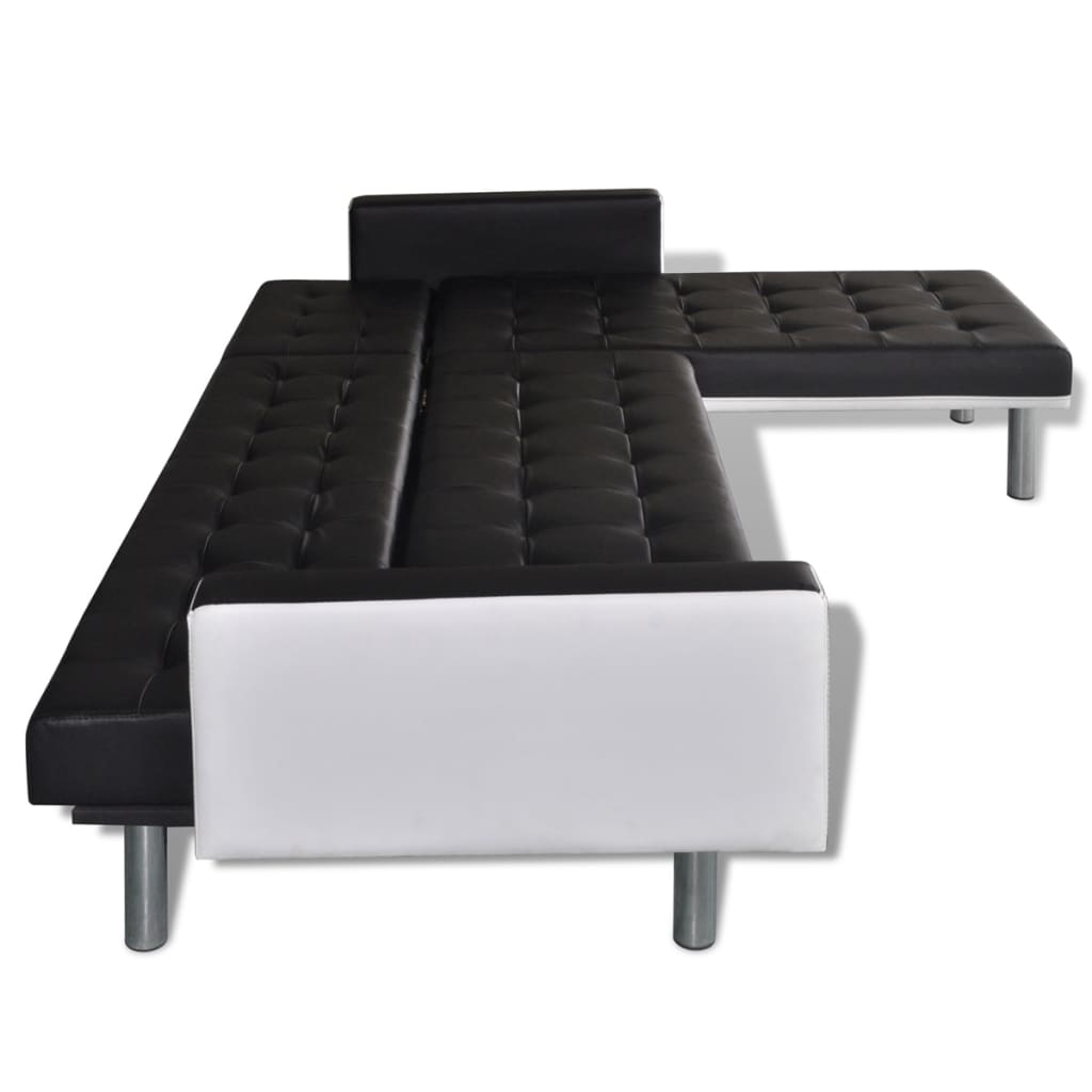 vidaXL Schlafsofa L-Form Kunstleder Schwarz
