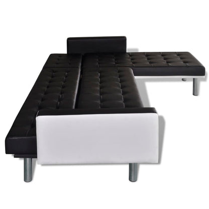 vidaXL Schlafsofa L-Form Kunstleder Schwarz