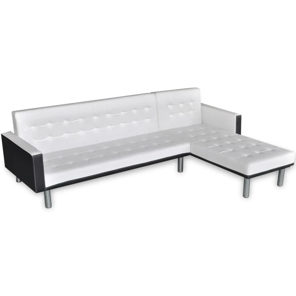 vidaXL Schlafsofa L-Form Kunstleder Weiß