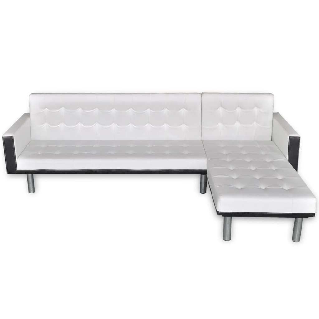 vidaXL Schlafsofa L-Form Kunstleder Weiß