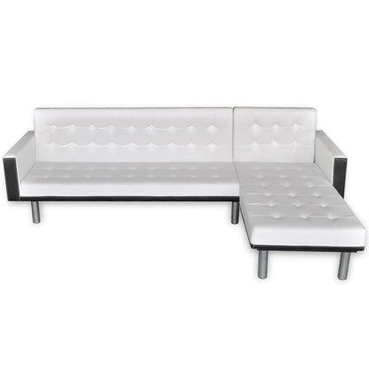 vidaXL Schlafsofa L-Form Kunstleder Weiß