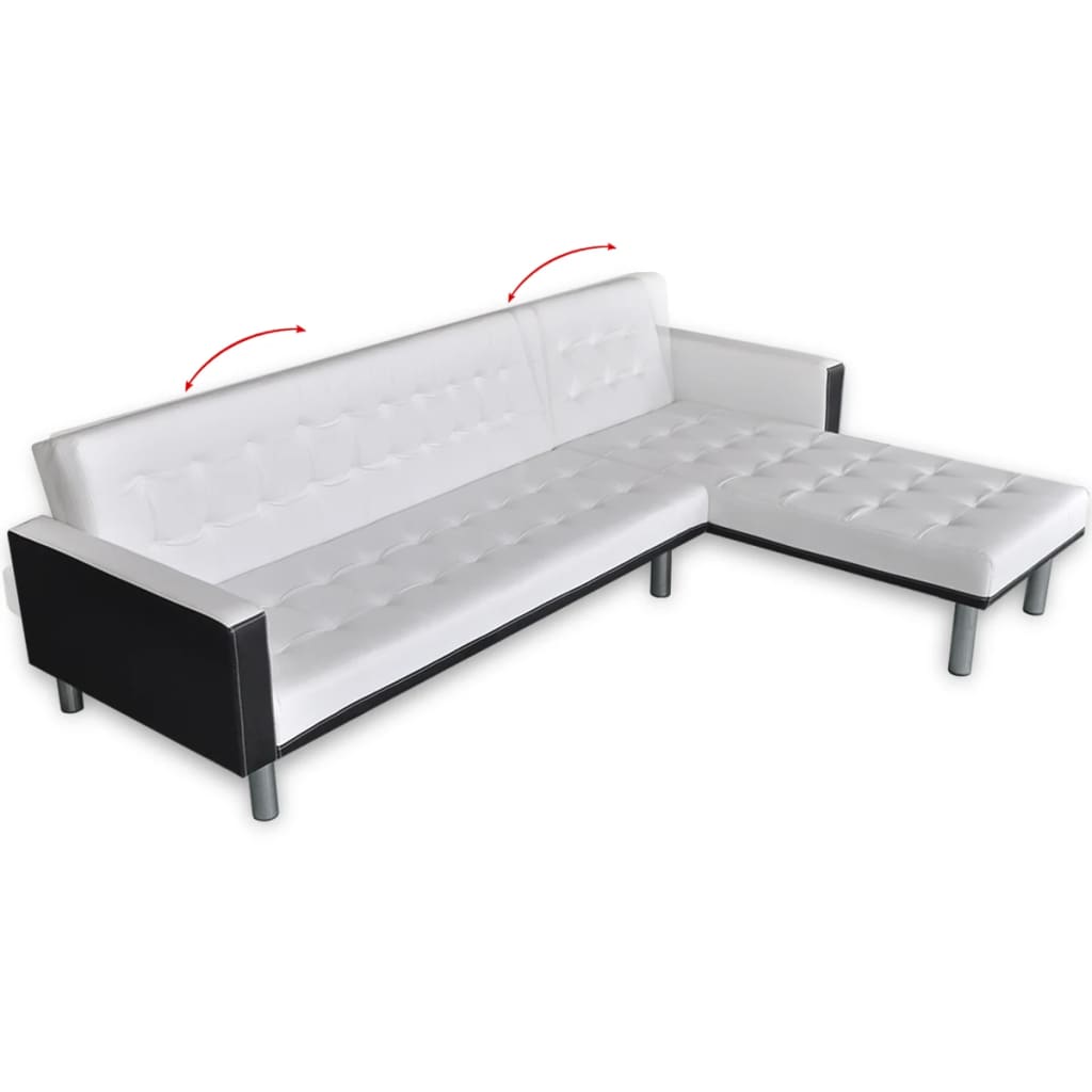 vidaXL Schlafsofa L-Form Kunstleder Weiß