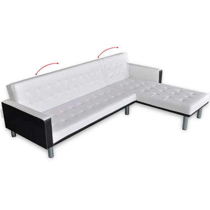 vidaXL Schlafsofa L-Form Kunstleder Weiß