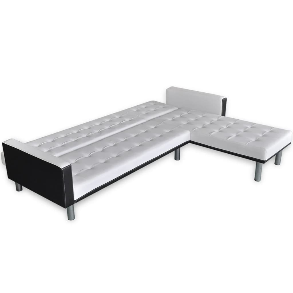 vidaXL Schlafsofa L-Form Kunstleder Weiß