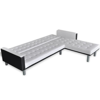 vidaXL Schlafsofa L-Form Kunstleder Weiß
