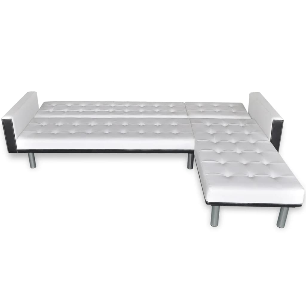 vidaXL Schlafsofa L-Form Kunstleder Weiß