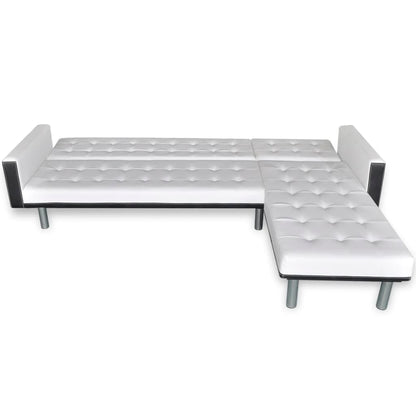 vidaXL Schlafsofa L-Form Kunstleder Weiß